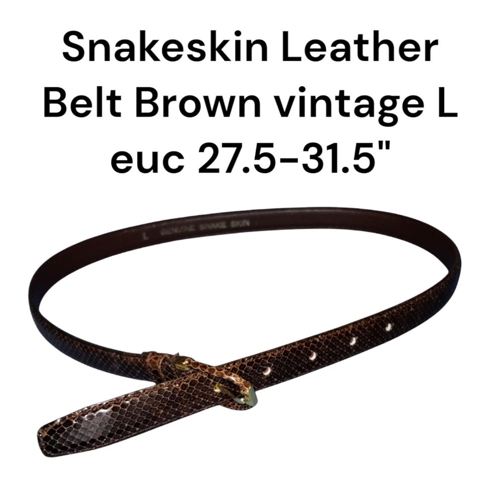 Snakeskin Leather Belt Brass Buckle 28-31"